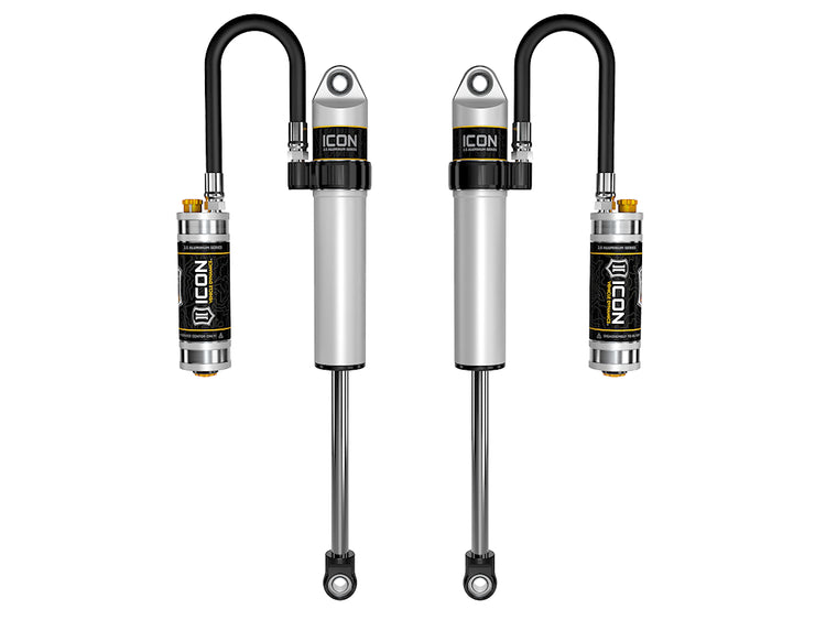ICON 2005-2023 Toyota Tacoma/2003-2024 4Runner/2007-2014 FJ Cruiser/2003-2009 Lexus GX470, Front, V.S. 2.5 Aluminum Series Shock Absorbers, S2 Secondary Shocks, Remote Reservoir w/ CDCV, Pair