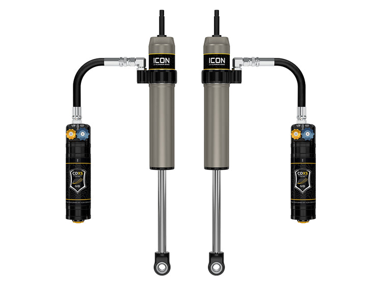 ICON 2005-2023 Toyota Tacoma, 0-1.5” Lift, Rear, V.S. 2.5 Aluminum Series Shock Absorbers, Remote Reservoir w/ CDXS, Pair