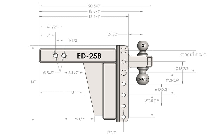 BulletProof 2.5" Extreme Duty 8" Drop/Rise Hitch