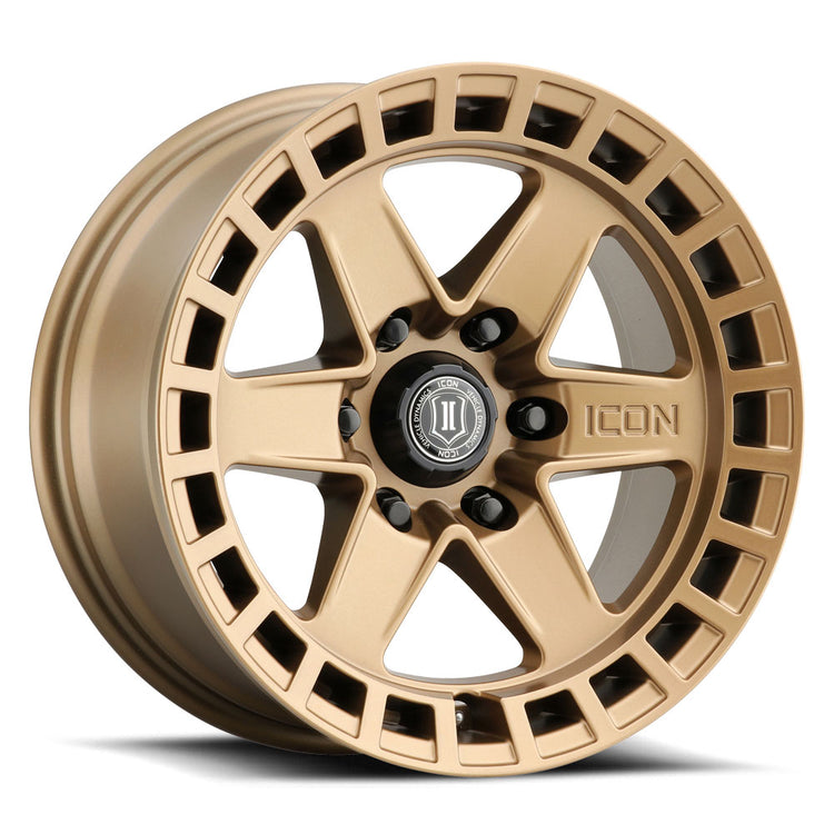 ICON Alloys Raider, Satin Brass, 17 x 8.5 / 6 x 120, 0mm Offset, 4.75" BS