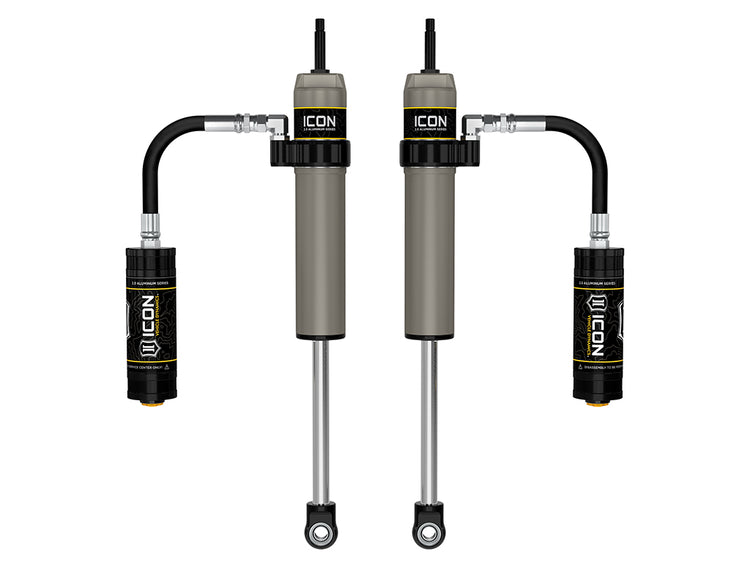 ICON 2005-2023 Toyota Tacoma, 2-4” Lift, Rear, V.S. 2.5 Aluminum Series Shock Absorbers, Remote Reservoir, Pair