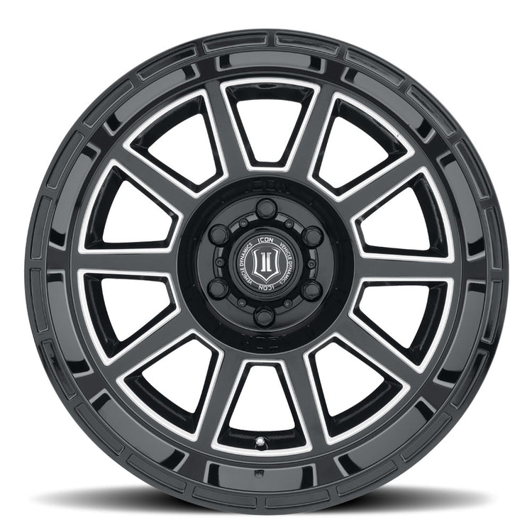 ICON Alloys Recoil, Gloss Black w/Milled Windows, 20 x 10 / 5 x 150, -24mm Offset, 4.5" BS
