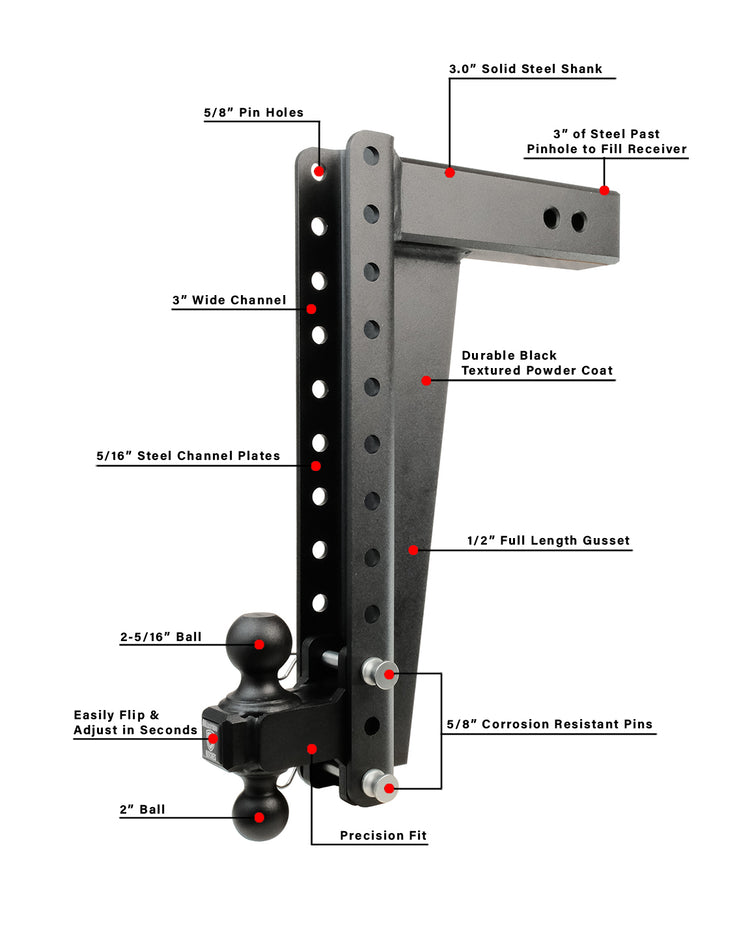 BulletProof 3.0" Heavy Duty 18" Drop/Rise Hitch