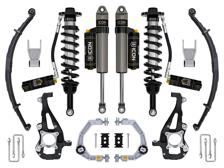ICON 2021-2025 Ford F-150 4WD, 3.5-4.5" Lift, Stage 4 Suspension System, Billet, CDCV, w/ Leaf Packs