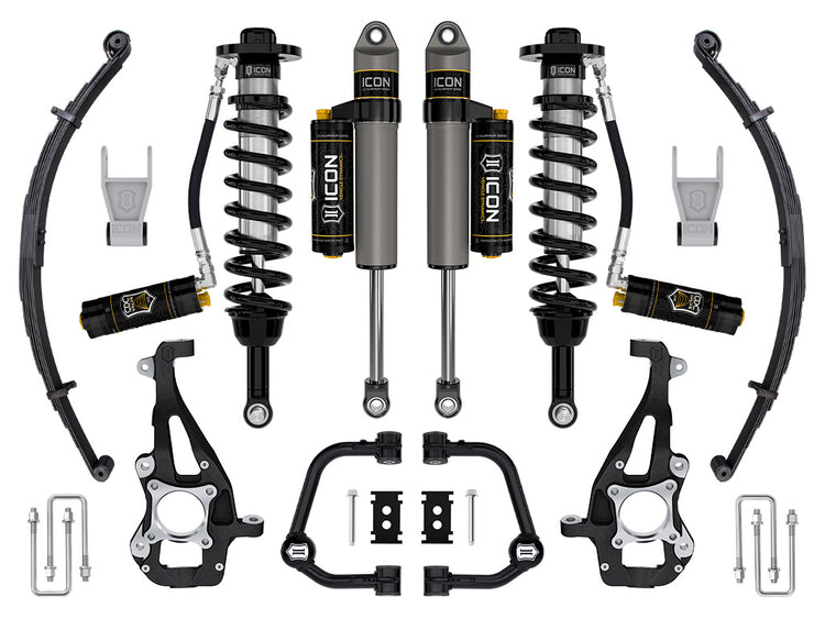 ICON 2021-2025 Ford F-150 4WD, 3.5-4.5" Lift, Stage 4 Suspension System, Tubular, CDCV, w/ Leaf Packs