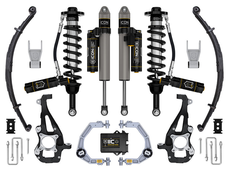 ICON 2021-2025 Ford F-150 4WD, 3.5-4.5" Lift, Stage 5 Suspension System, Billet, w/ Leaf Packs