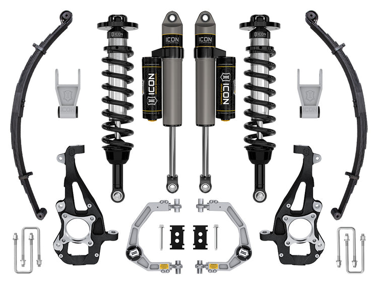 ICON 2021-2025 Ford F-150 4WD, 3.5-4.5" Lift, Stage 2 Suspension System, Billet, w/ Leaf Packs