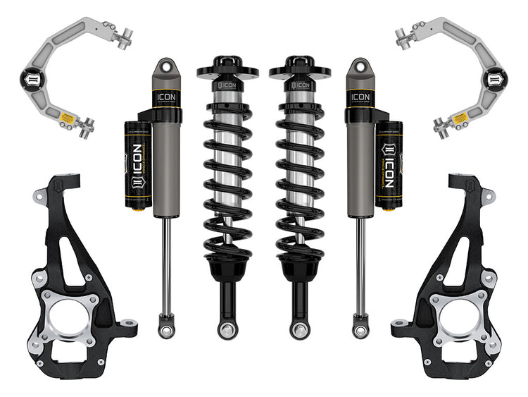 ICON 2021-2025 Ford F-150 4WD, 3.5-4.5" Lift, Stage 2 Suspension System, Billet