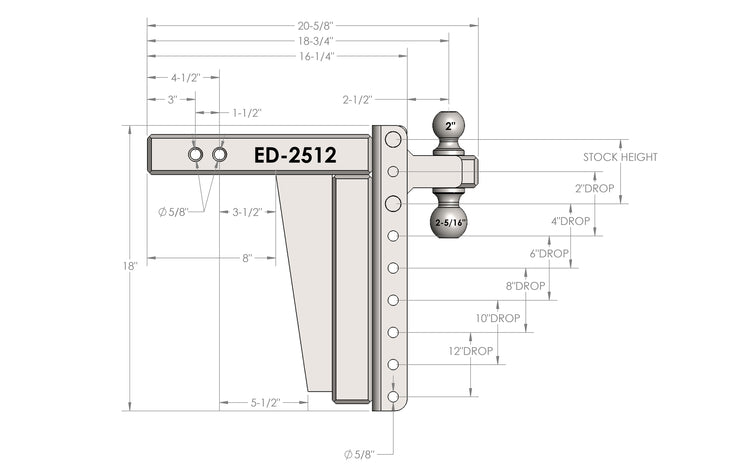 BulletProof 2.5" Extreme Duty 12" Drop/Rise Hitch
