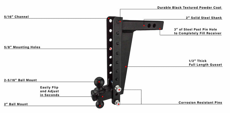 BulletProof 2.0" Heavy Duty 14" Drop/Rise Hitch