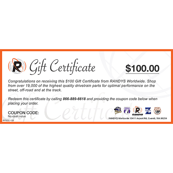 RANDYS Gift Certificate for $100