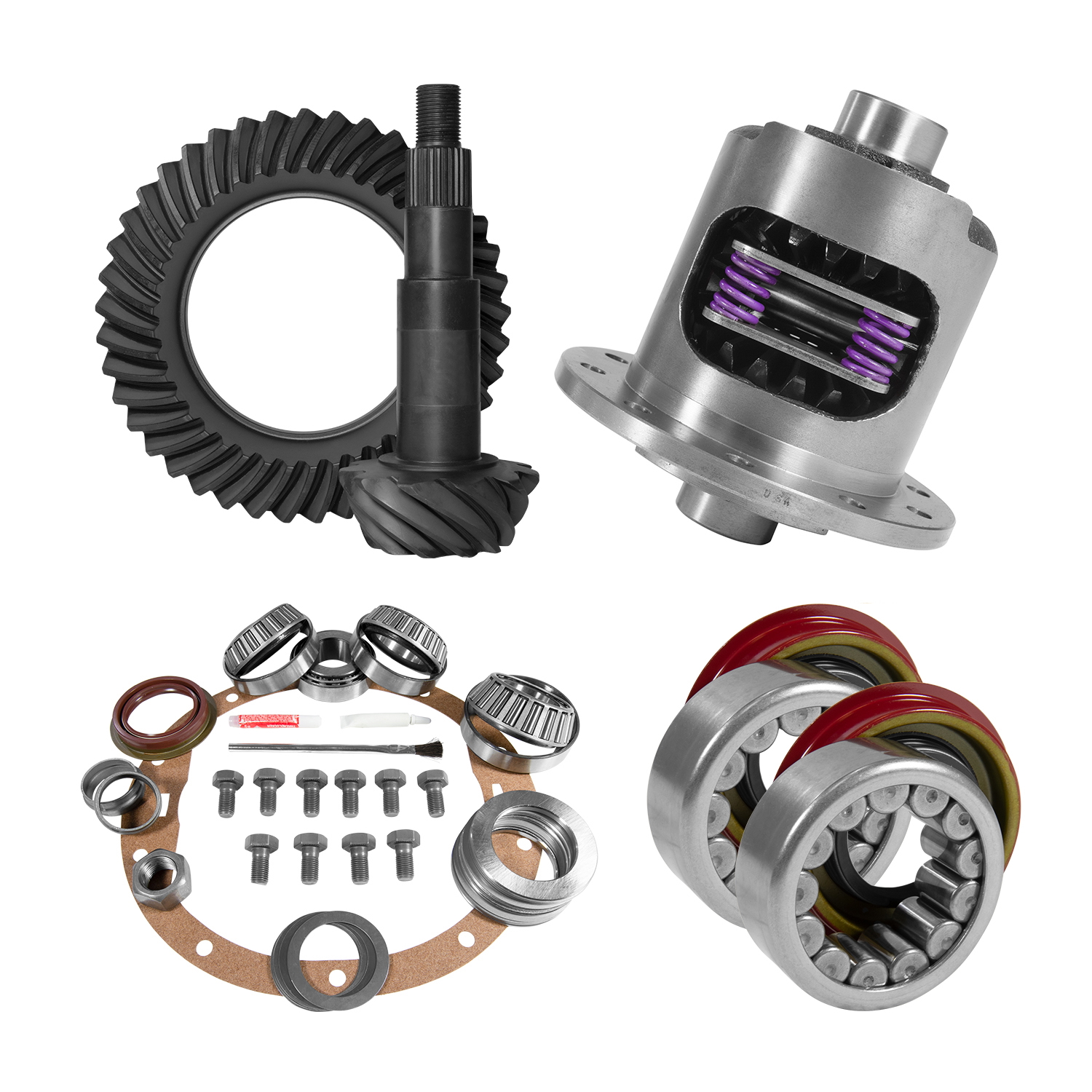 8.6" GM 3.73 Rear Ring & Pinion, Install Kit, 30spl Posi, Axle Bearings & Seals 