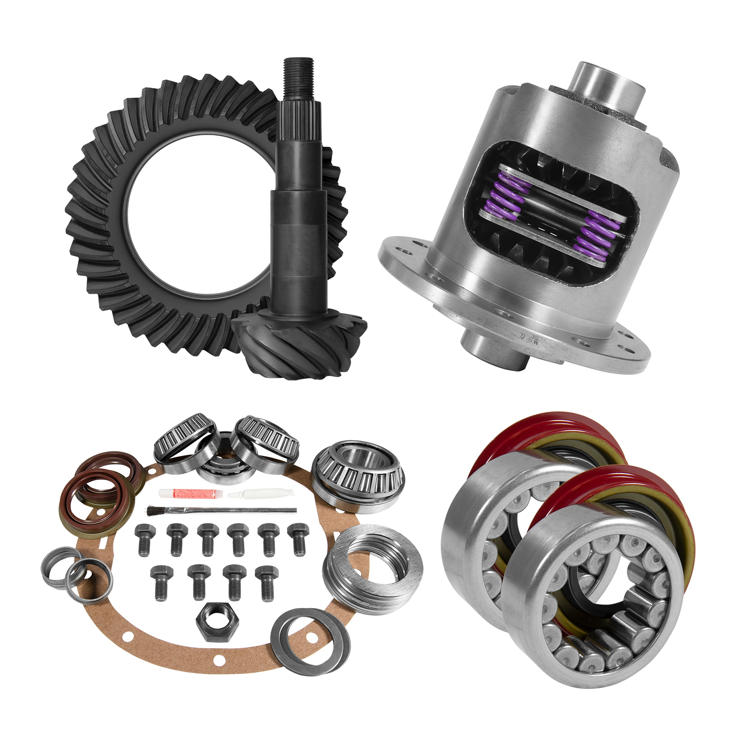 8.6" GM 3.73 Rear Ring & Pinion, Install Kit, 30spl Posi, Axle Bearings & Seals 