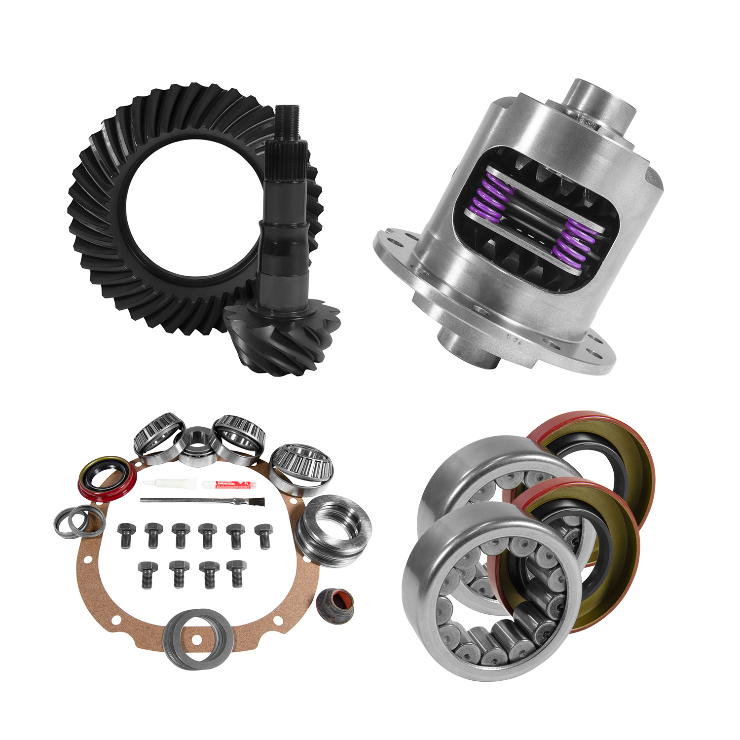 8.8" Ford 4.56 Rear Ring & Pinion, Install Kit, 31spl Posi, 2.99" Axle Bearings