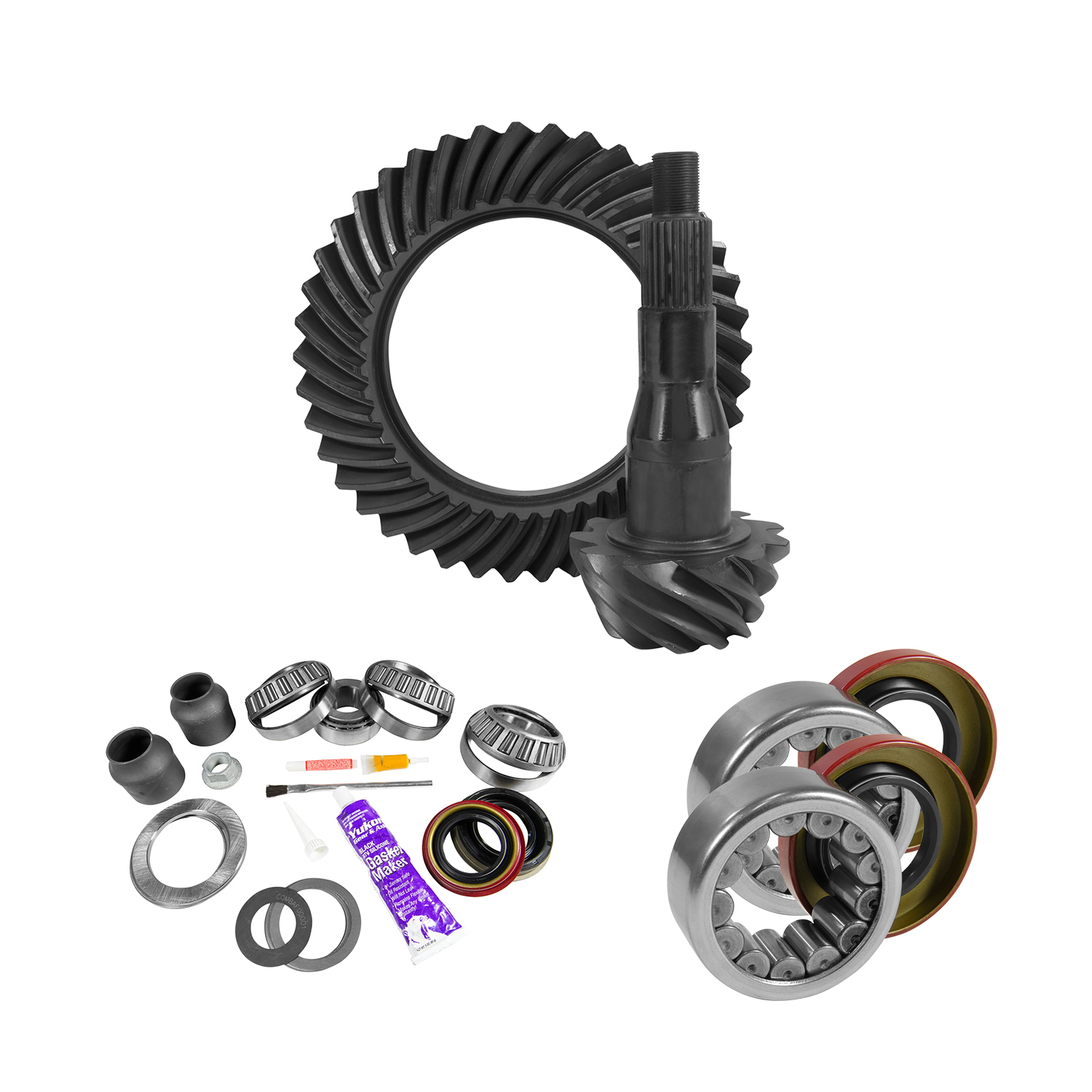9.75" Ford 3.73 Rear Ring & Pinion, Install Kit, 2.99" OD Axle Bearings & Seals
