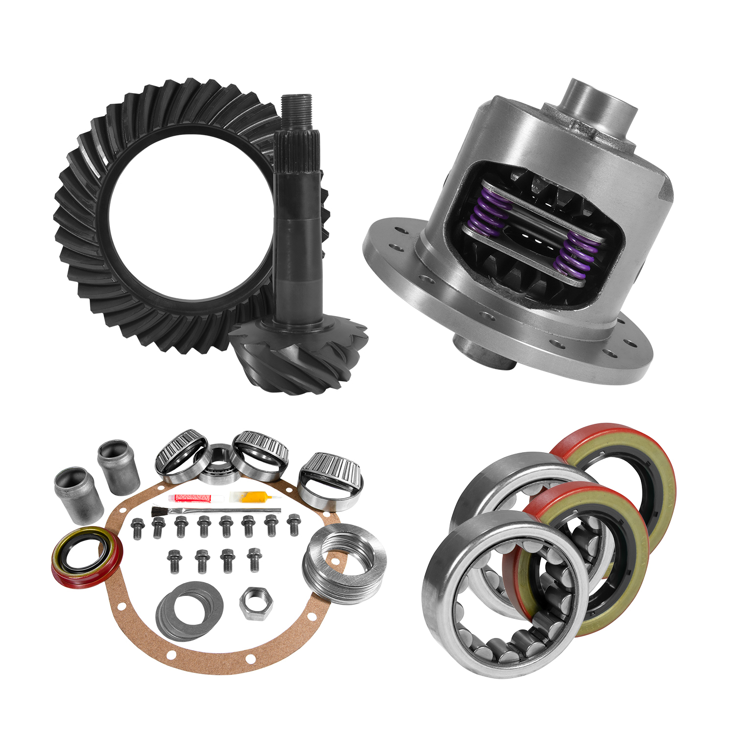 8.875" GM 12T 3.73 Rear Ring & Pinion, Install Kit, 30spl Posi, Axle Bearings 