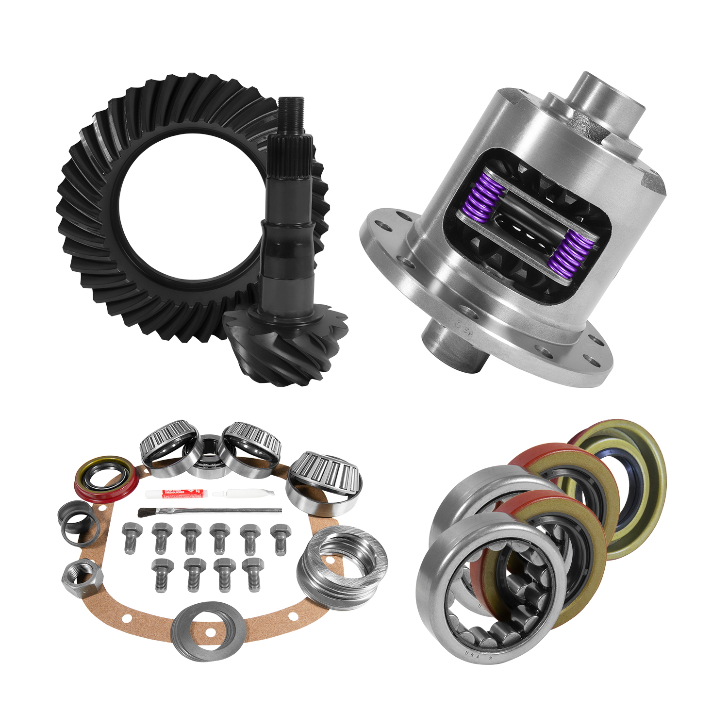 7.5/7.625 GM 3.42 Rear Ring & Pinion, Install Kit, 28spl Posi, Axle Bearings 