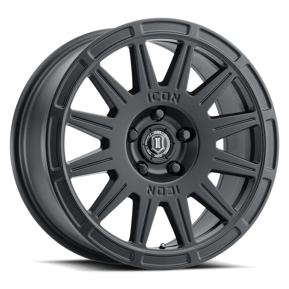 ICON Alloys Ricochet, Satin Black, 17 x 8 / 5 x 4.5, 38mm Offset, 6" BS