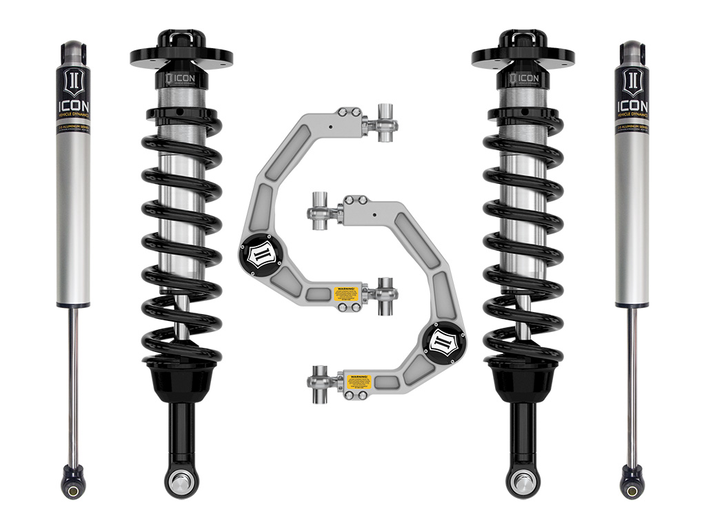 ICON 2021-2024 Ford F-150 4WD, 2.75-3.5" Lift, Stage 1 Suspension System, Billet