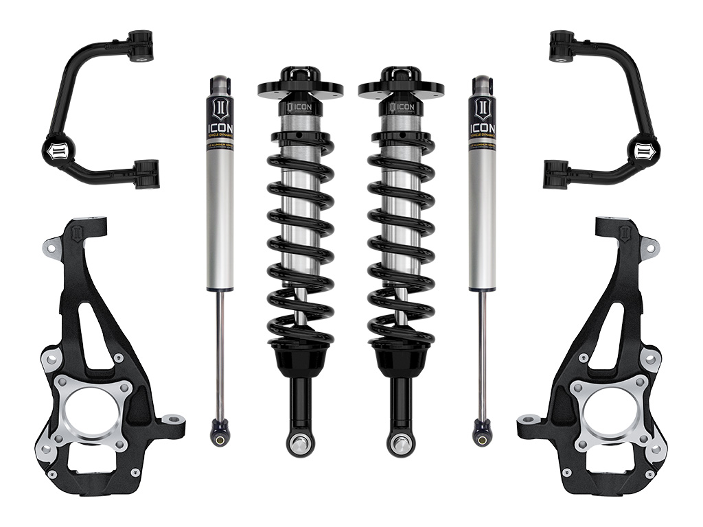ICON 2021-2024 Ford F-150 4WD, 3.5-4.5" Lift, Stage 1 Suspension System, Tubular