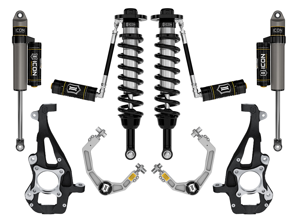 ICON 2021-2024 Ford F-150 4WD, 3.5-4.5" Lift, Stage 3 Suspension System, Billet