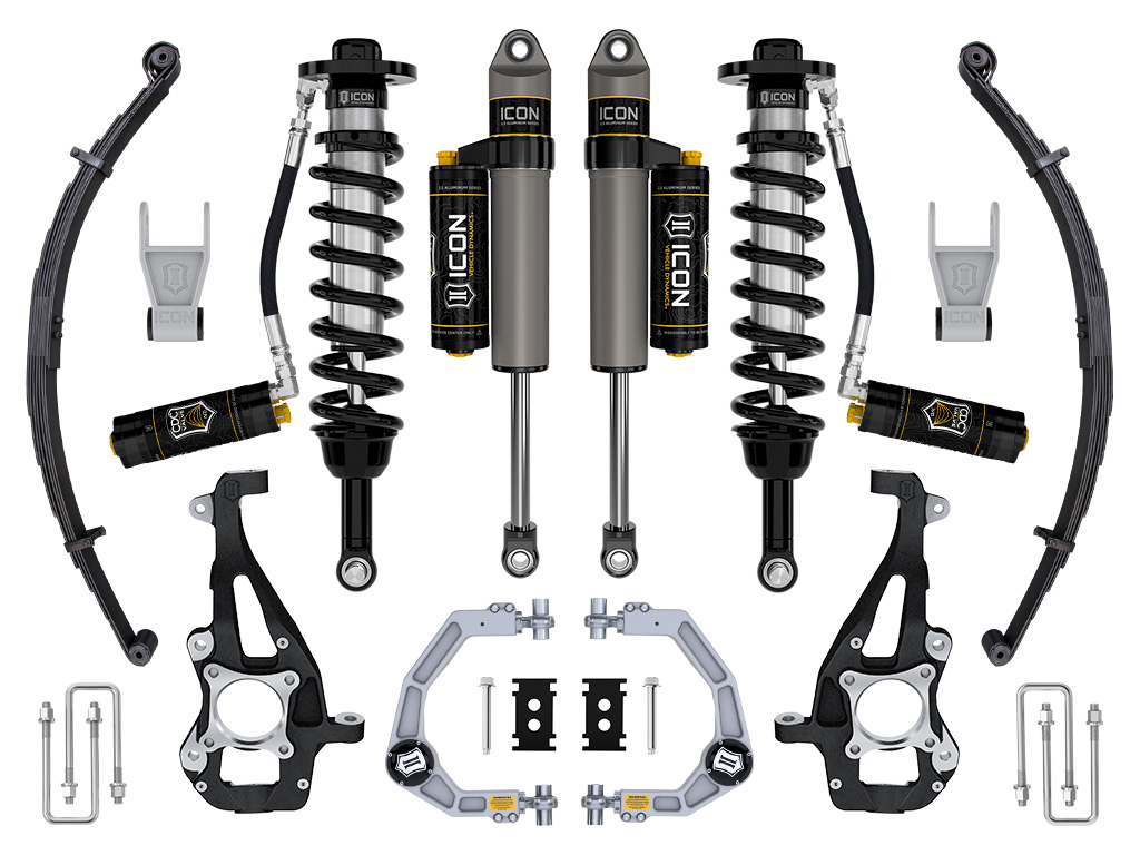 ICON 2021-2024 Ford F-150 4WD, 3.5-4.5" Lift, Stage 4 Suspension System, Billet, CDCV, w/ Leaf Packs