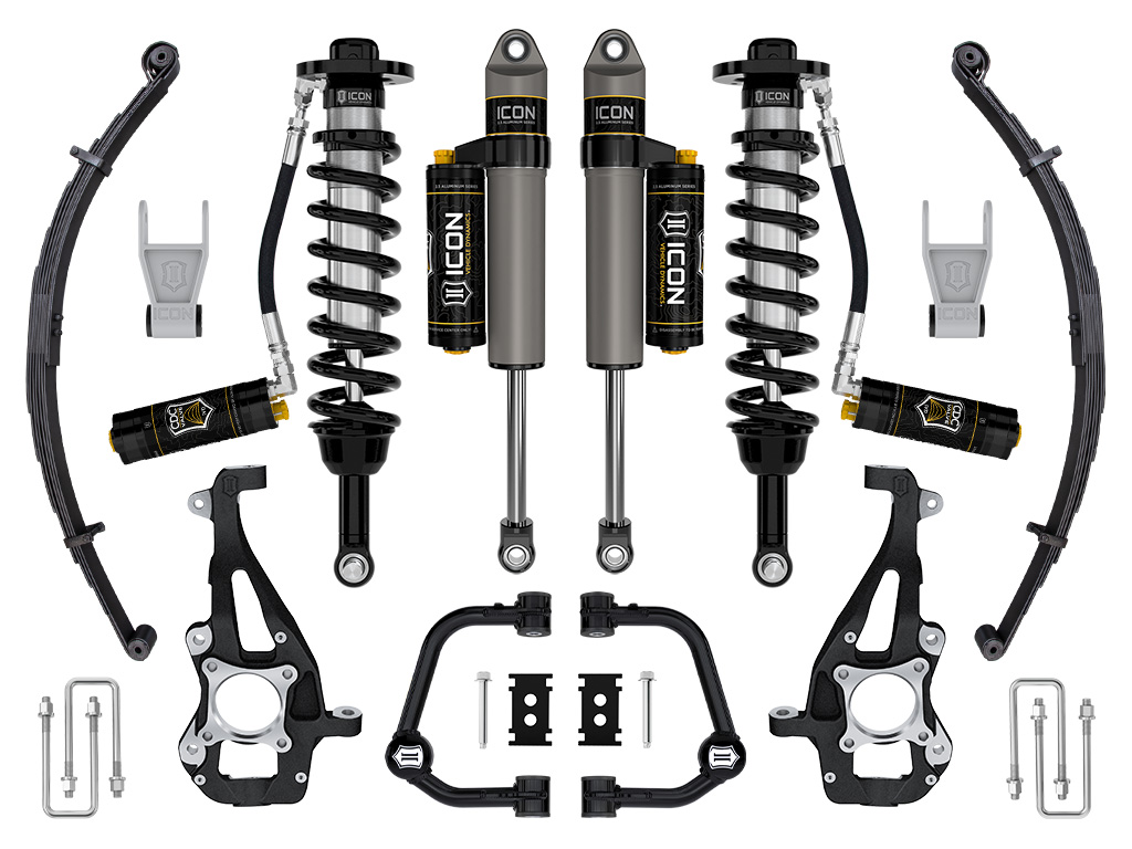 ICON 2021-2024 Ford F-150 4WD, 3.5-4.5" Lift, Stage 4 Suspension System, Tubular, CDCV, w/ Leaf Packs