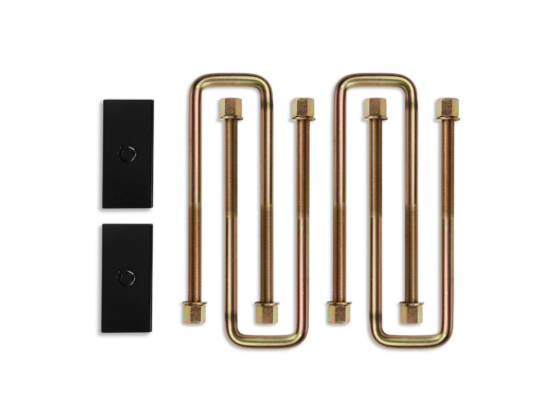1" Block and 16" U-bolt Kit (steel/straight) for 2011-2024 GM 2500HD and 3500HD 2WD/4WD trucks