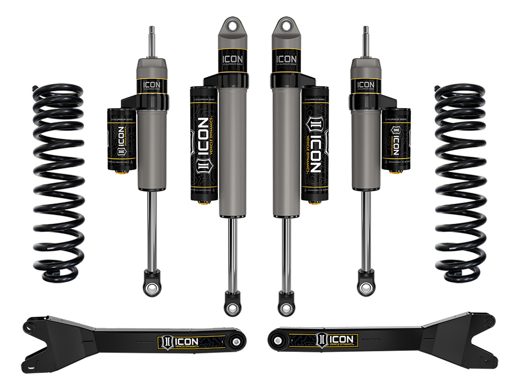 ICON 2023-2025 Ford F-250/F-350 Super Duty 4WD, Gas, 2.5" Lift, Stage 2 Suspension System w/ Radius Arms