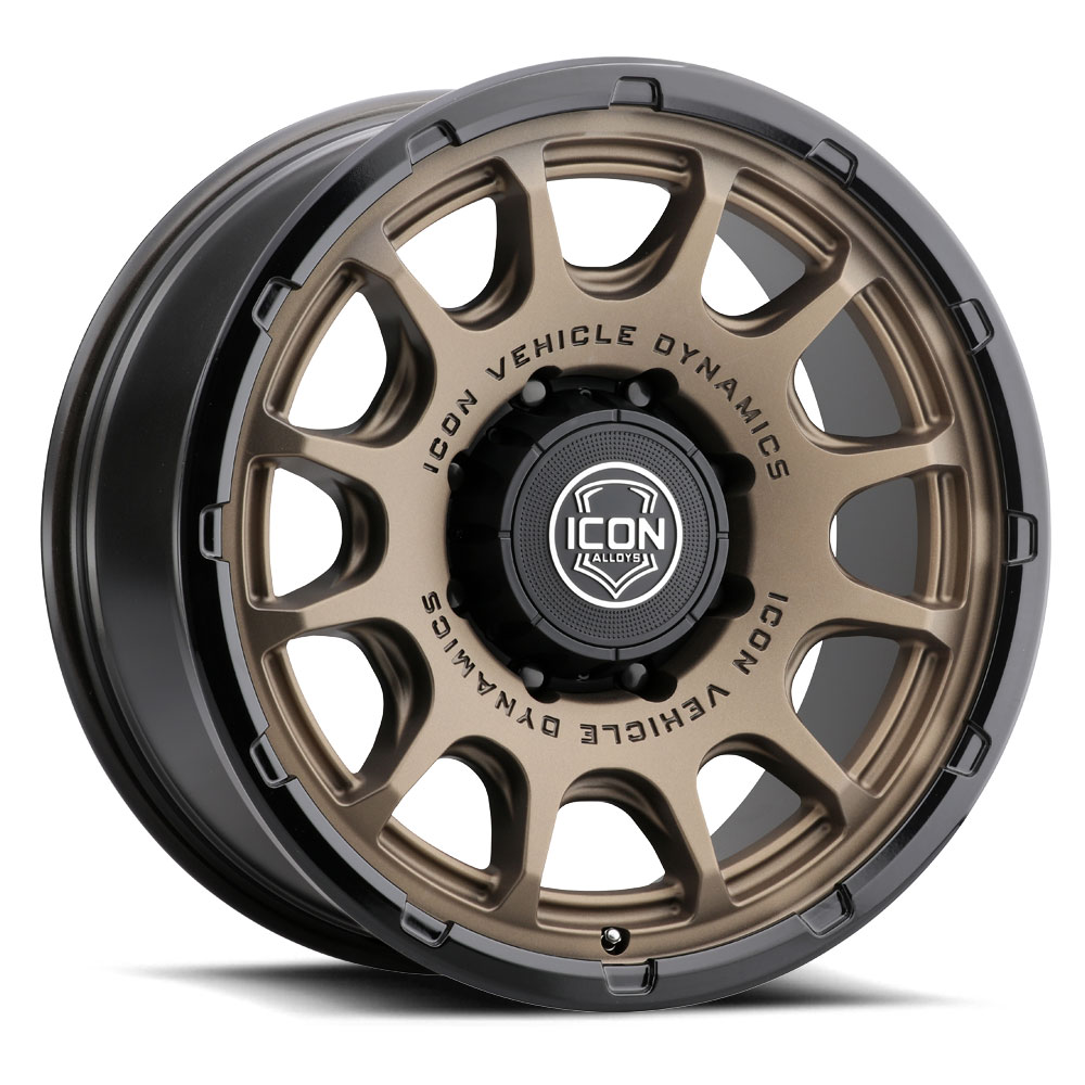 ICON Alloys Rancho, Satin Bronze w/ Gloss Black Lip, 20 x 9 / 8 x 170, 6mm Offset, 5.25" BS