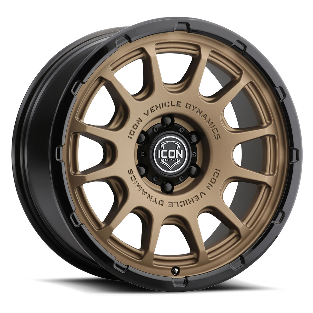 ICON Alloys Rancho, Satin Bronze w/ Gloss Black Lip, 20 x 9 / 6 x 5.5, 0mm Offset, 5" BS