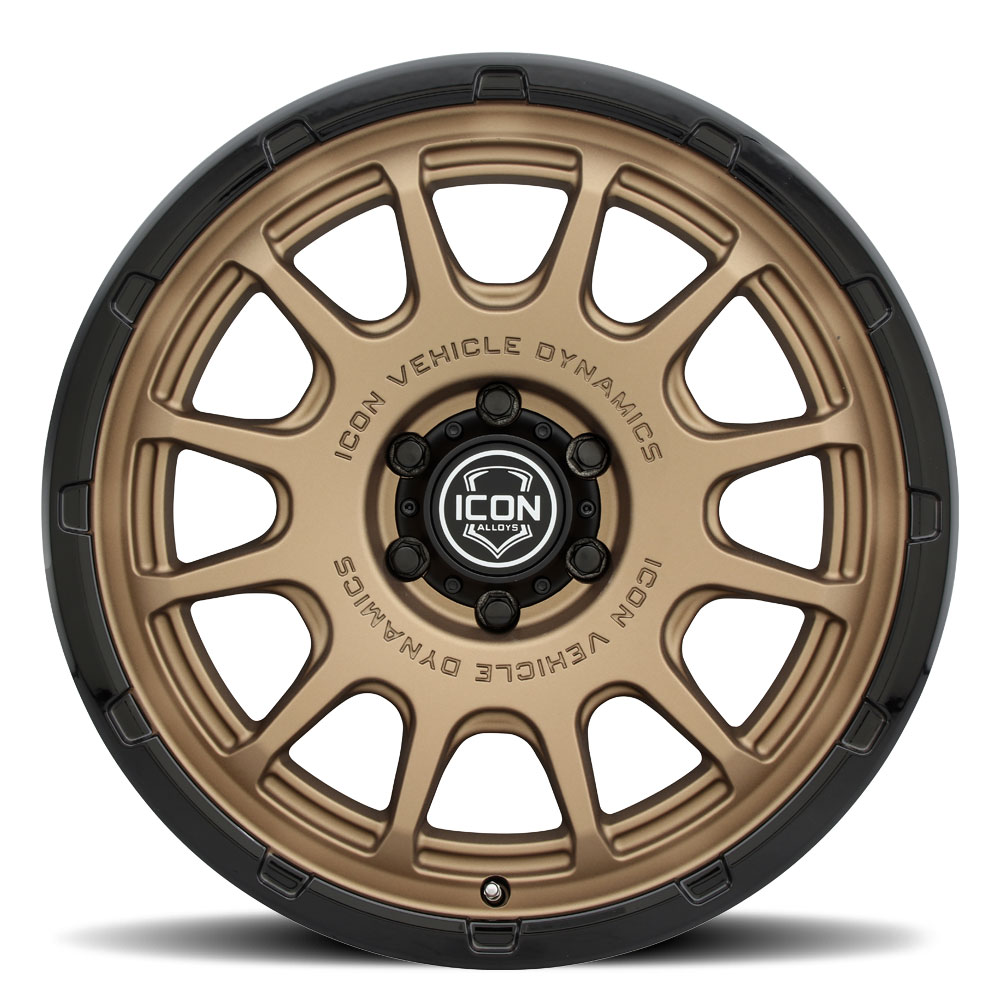 ICON Alloys Rancho, Satin Bronze w/ Gloss Black Lip, 20 x 9 / 6 x 5.5, 0mm Offset, 5" BS