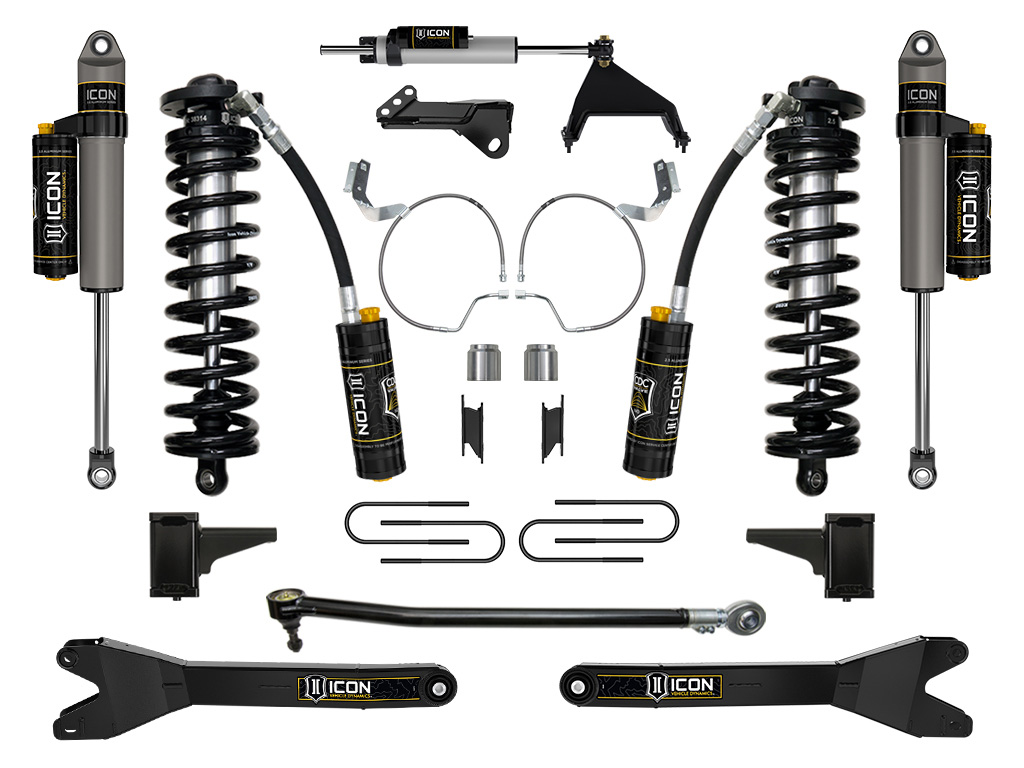 ICON 2023-2025 Ford F-250/F-350 Super Duty 4WD, 4-5.5" Lift, Stage 5 Coilover Conversion System w/ Radius Arms