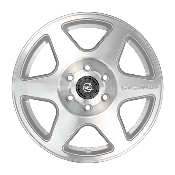 Van Compass Slice Wheel, Silver Machined, 17X8, 30Mm Offset, 6X130 Bc - Sprinter 2500, 07-Up